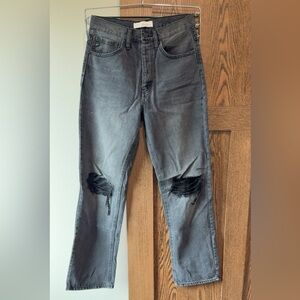 KanCan Women's Black Distressed Straight Leg Jeans